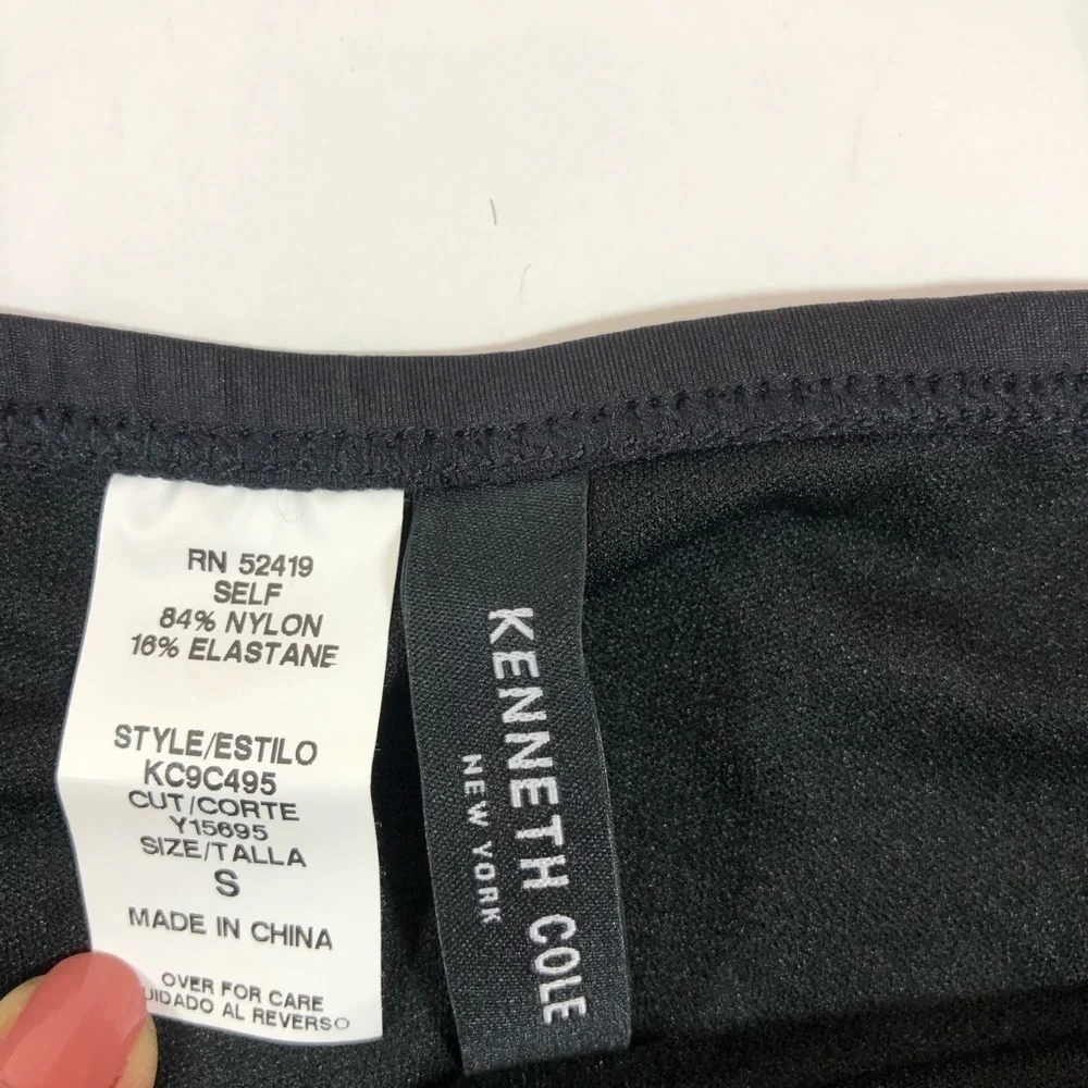Kenneth Cole Black Geometric Bikini Bottom S